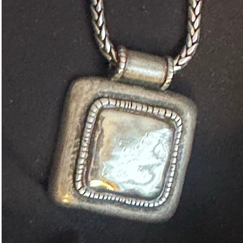 Chico's Modernist Necklace Chunky Western Square Pendant Boho Casual Thick Chain